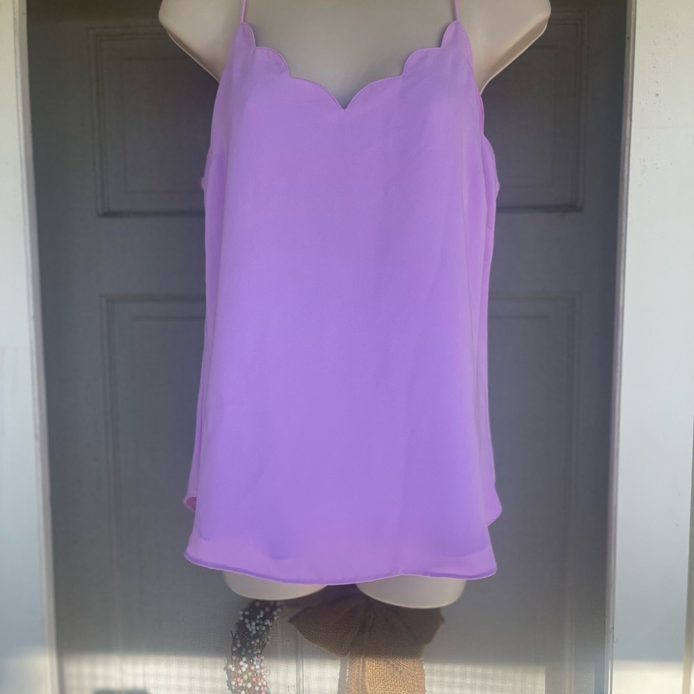 J. Crew Lilac Scalloped Neck Spaghetti Strap Cami Top lined Womens size Medium